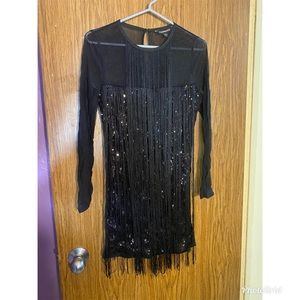 Black sequin & fringe dress